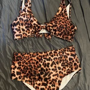 cheetah print high waisted bikini